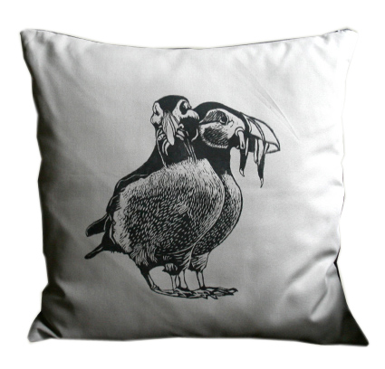 black puffin cushion